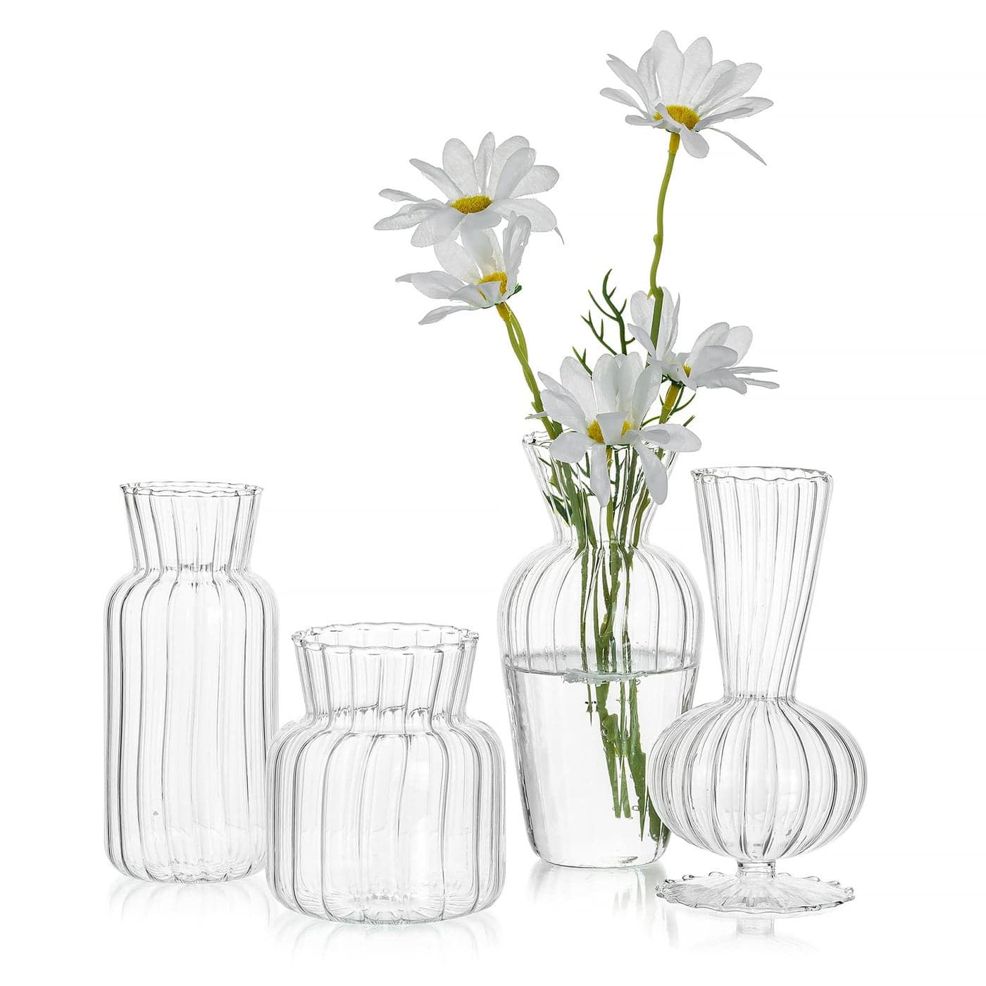 Mini Glass Vases for Centerpieces Hewory Clear Small Bud Vases in Bulk Cute Flower Vases Set for Wedding Home Decoration Table Decor Clear 4