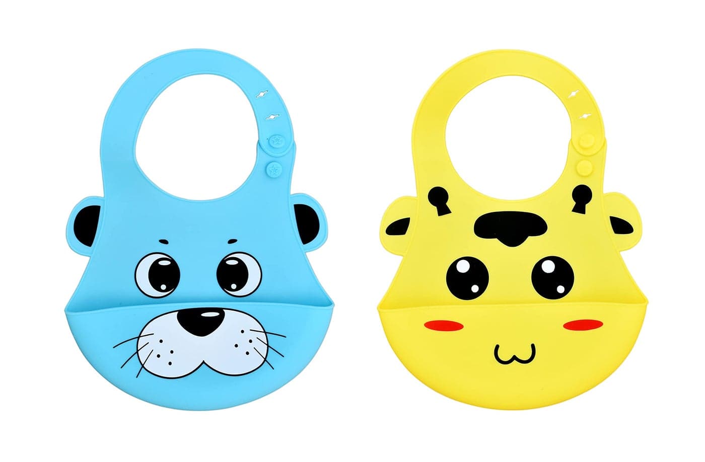 THE LITTLE LOOKERS Silicone Feeding Bib for baby/toddlers with Adjustable Strap| Waterproof| Easy to wash| Stain Proof | BPA Free/Soft Material Bibs with Tray/Food Catcher (0-3 years) (Pack of 2)
