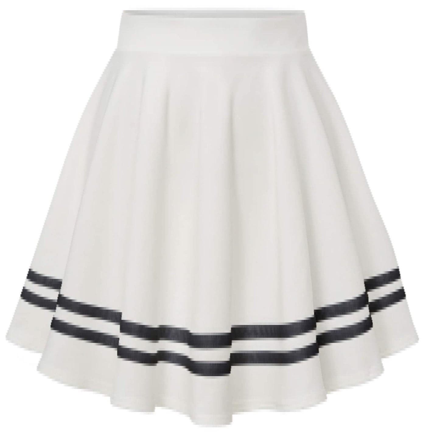 FRAULEIN Girl's/Women's Classic Stretchy All Time Trendy Striped Solid Skater Skirts with Attached Inner Shorts (XL, White Skater Stripes)