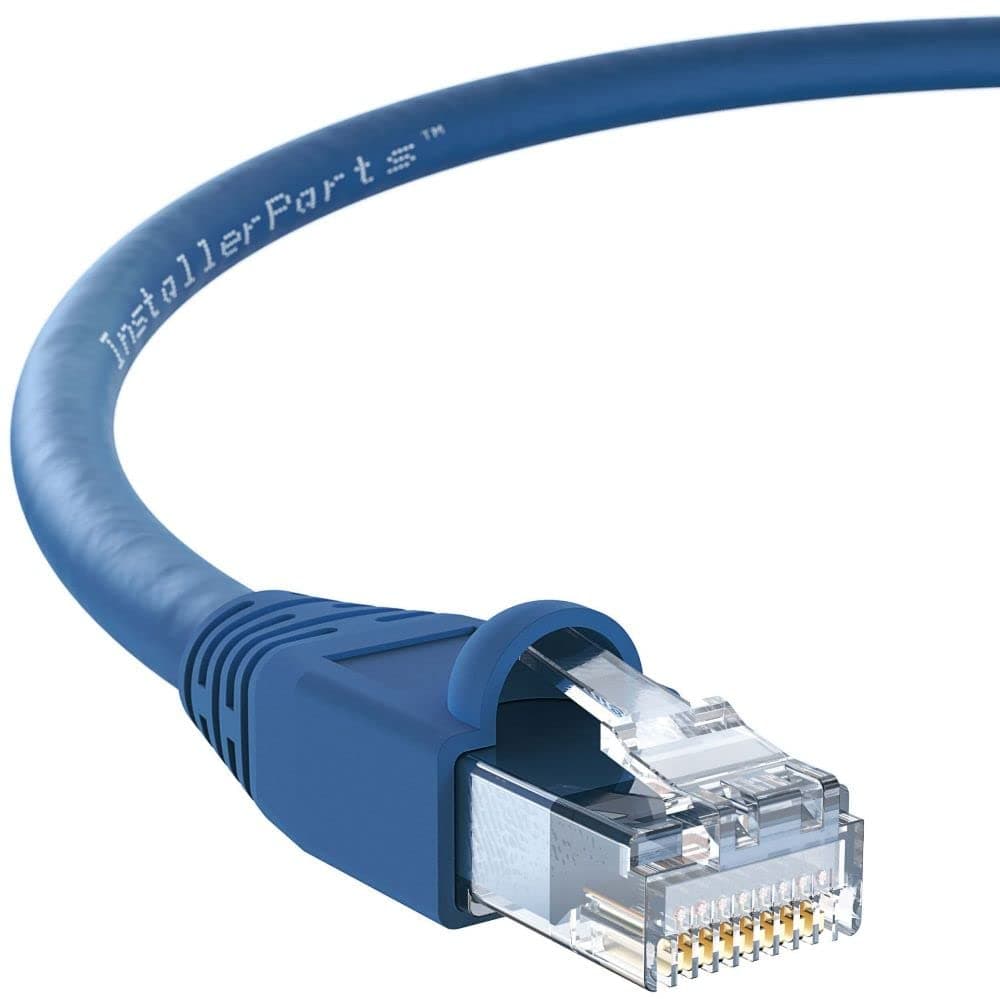 InstallerParts Ethernet Cable CAT6A Cable UTP Booted 50 FT Blue Professional Series 10GigabitSec NetworkHigh Speed Internet Cable 550MHZ