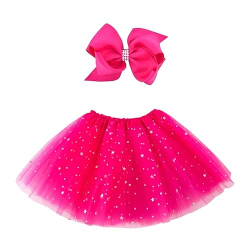 Jastore® Girls Layered Stars Sequins Tutu Skirt Princess Ballet Dance Dress (Rose)