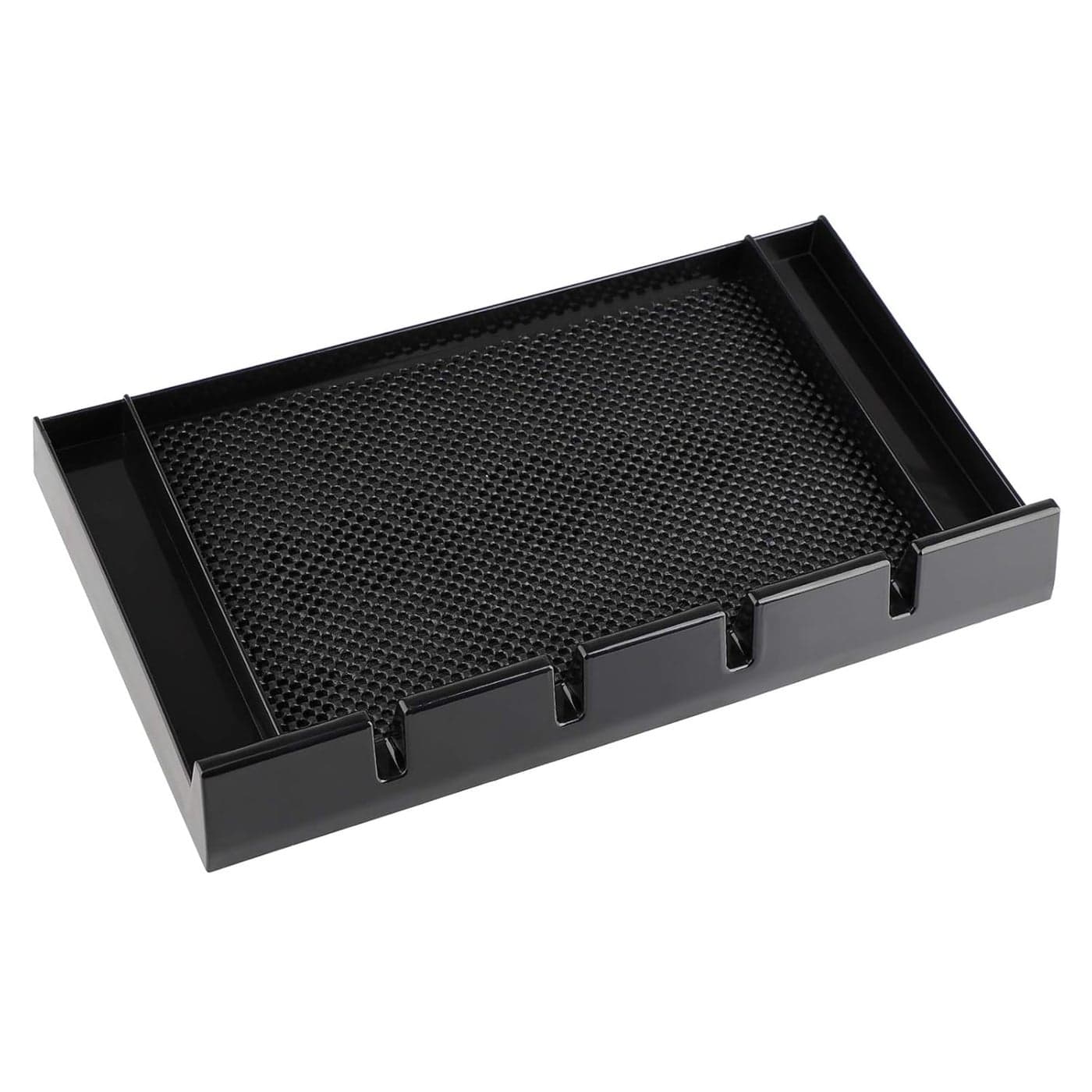 Segbeauty Clipper Rack Salon AntiSlip Barer Clipper Tray Tray Organizer Plastic Razor Case with 4 Notches Professional Hair Trimmer Holder Clipper Mats for Stations Barber Tools Box Black