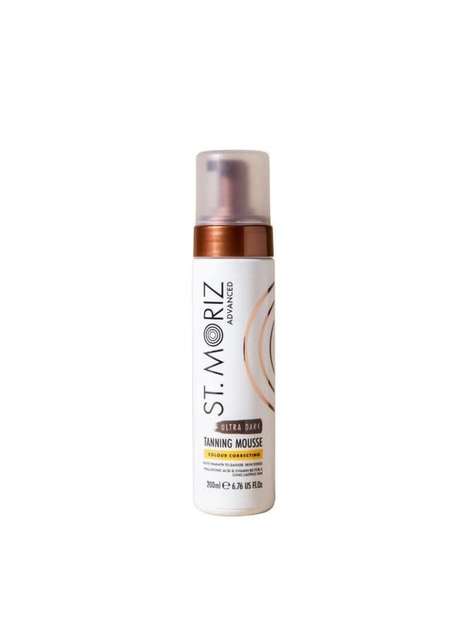 St. Moriz Advanced Colour Correcting Tanning Mousse With Hyaluronic Acid & Vitamin B5, Fast Drying Vegan Fake Tan, Ultra Dark, 200 Ml