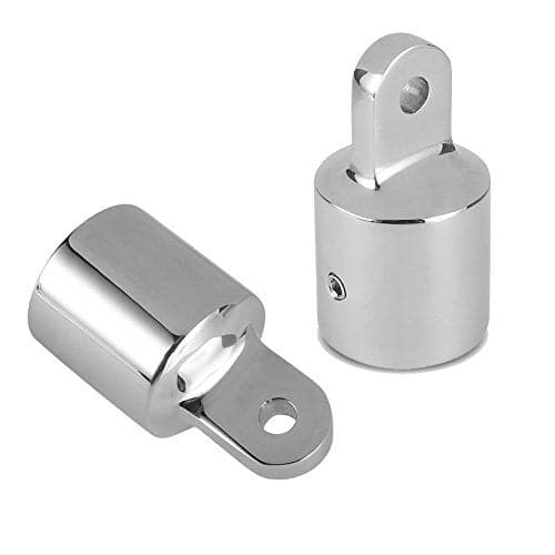 Amadget 2 PCS Bimini Top Caps Tube, Eye End Top Fitting Marine 316 Stainless Steel Bimini Canopy Hardware, Inside Dia 7/8"