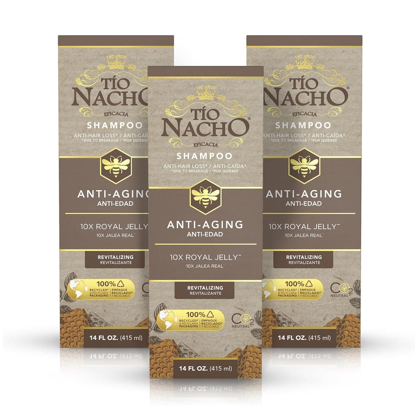 Tio Nacho AntiAging Revitalizing Shampoo with Royal Jelly AgeDefying Shampoo for Aging Hair Defy Damage and Revitalize with Natural Ingredients for Stronger Healthier Hair 14 Oz Pack of 3