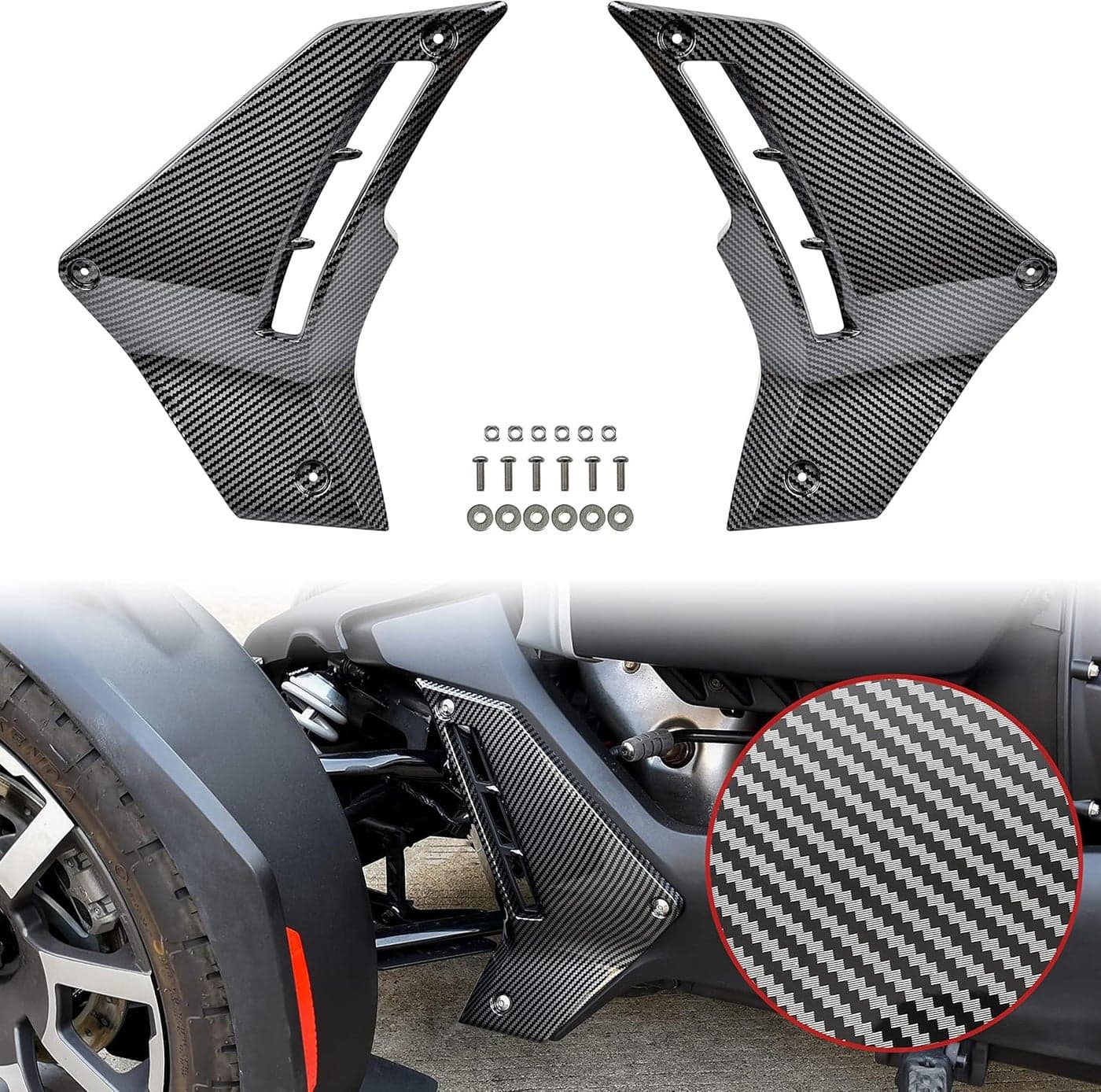 SAUTVS Carbon Fiber Pattern Lower Fairing Panels for Can Am Ryker