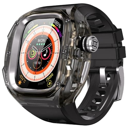 for Apple Watch Ultra 321 49mm Case Rugged Case with Band for Apple Watch 49mm OneClick Open Design and Military Grade Shockproof Bumper Cover for Men and Women Black and Steel