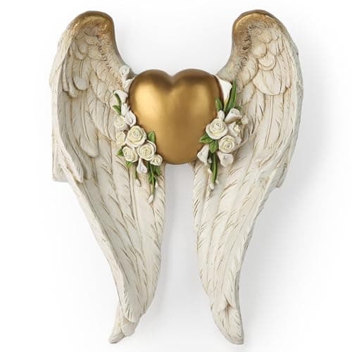 BC Home Décor Angel Wing Décor for Wall, Heart and Calla Decorations for Wedding, Guardian and Love sculpture for yourself, Angel Gift for Her, 11.75"H Handmade by Buildclassic