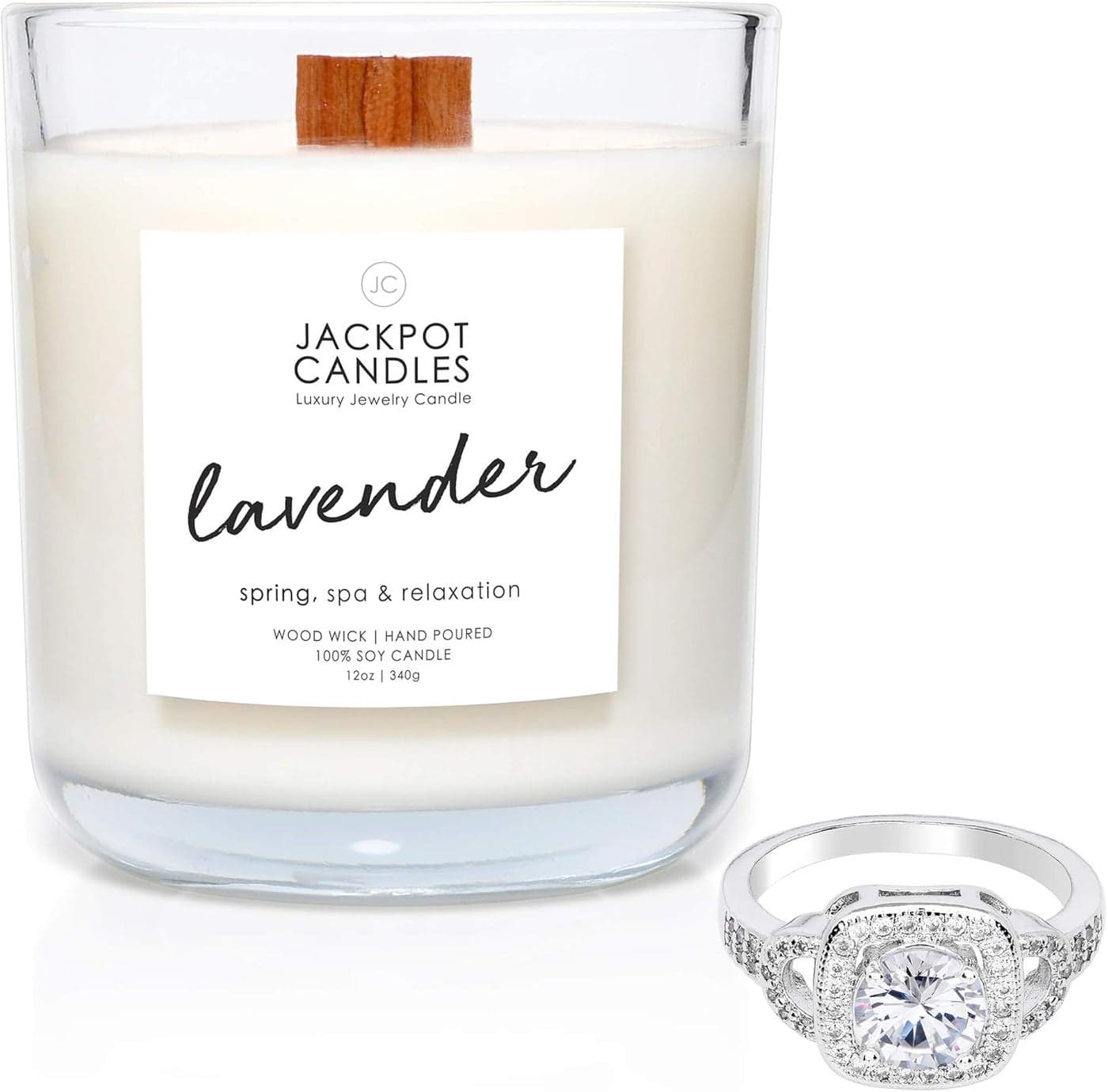 Lavender Candle with Ring Inside (Surprise Jewelry Valued at $15 to $5,000) Ring Size 7