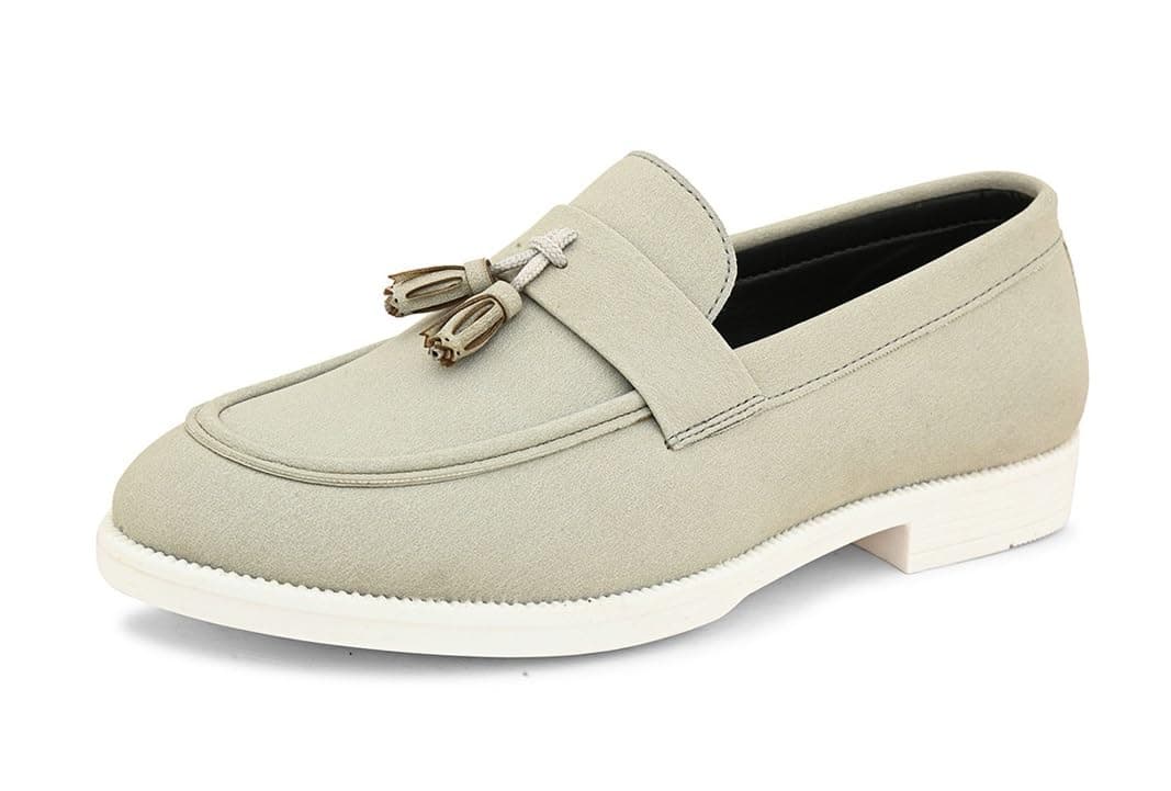 MACTREE Cream Suede Leather Loafers Shoes for Men - 10 UK
