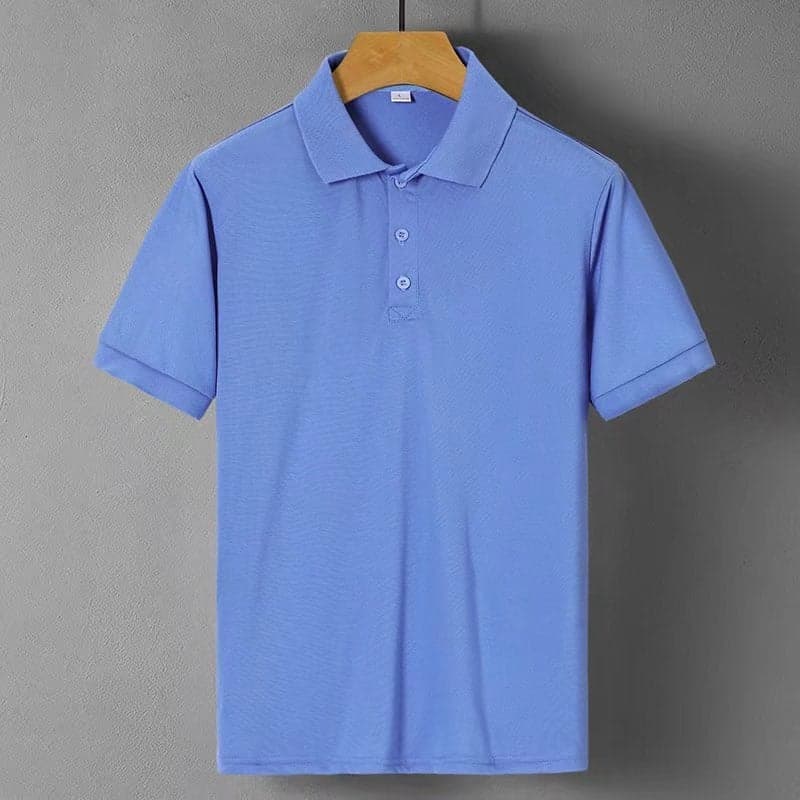 2025 summer new ice silk POLO shirt business casual lovers solid color men's and women's lapel short sleeve T-shirt wholesale