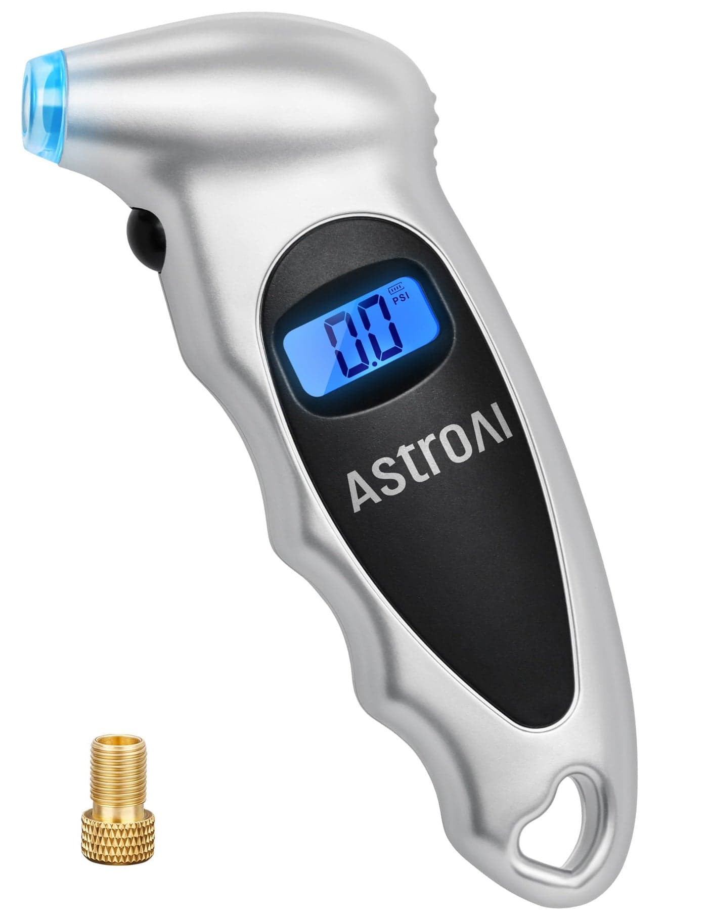 AstroAI Digital Tire Pressure Gauge 0150PSI Accurate in 01 Increments Tire Pressure Gauge with Backlit LCD and Presta Valve Adaptor 4 Units of Measurement for Car Truck Bicycle Silver