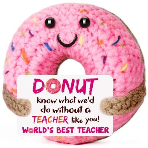 BuiltFit Teacher Appreciation Gifts for Women Thank You Crochet Donut Teachers Day Retirement Graduation Gifts for Teachers Men Mentors Back to School End of Year
