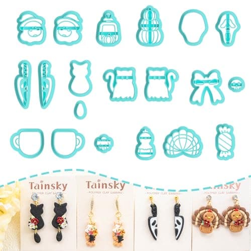 Tainsky Halloween Clay Cutters 20 Shapes for Polymer Jewelry Earrings A