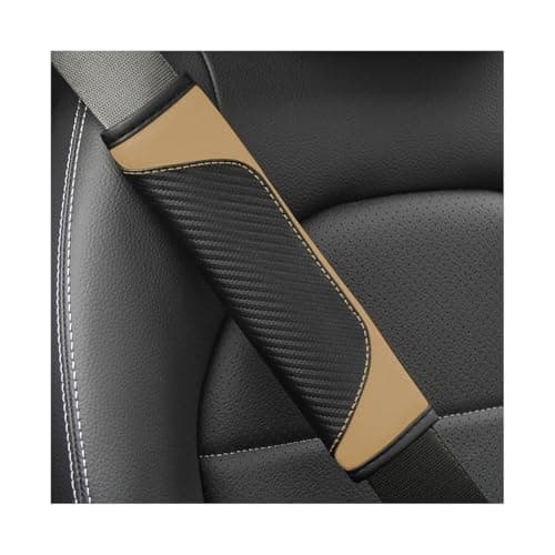 Osilly 2PCS Car Seat Belt Cover Carbon Fiber Seatbelt Shoulder Protection Soft Car Seat Belt Strap Cushion Protect Your Neck and Shoulder Car Accessories Seat Belt Pad for Car Truck Beige