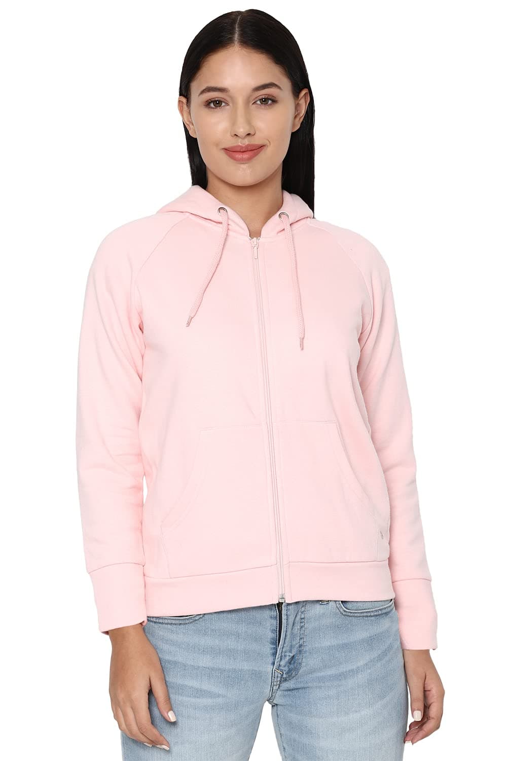 Allen Solly Women's Polyester Blend Hooded Neck Sweatshirt (AHSTCRGP646052-L_Pink_L)