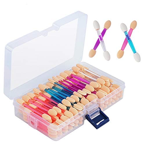 Cuttte 120PCS Disposable Dual Sides Eye Shadow Sponge Applicators with Container 4 Colors Eyeshadow Brushes Makeup Applicator