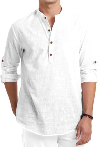 ROYALSCOUT Men Cotton Blend Full Sleeve Short Kurta White