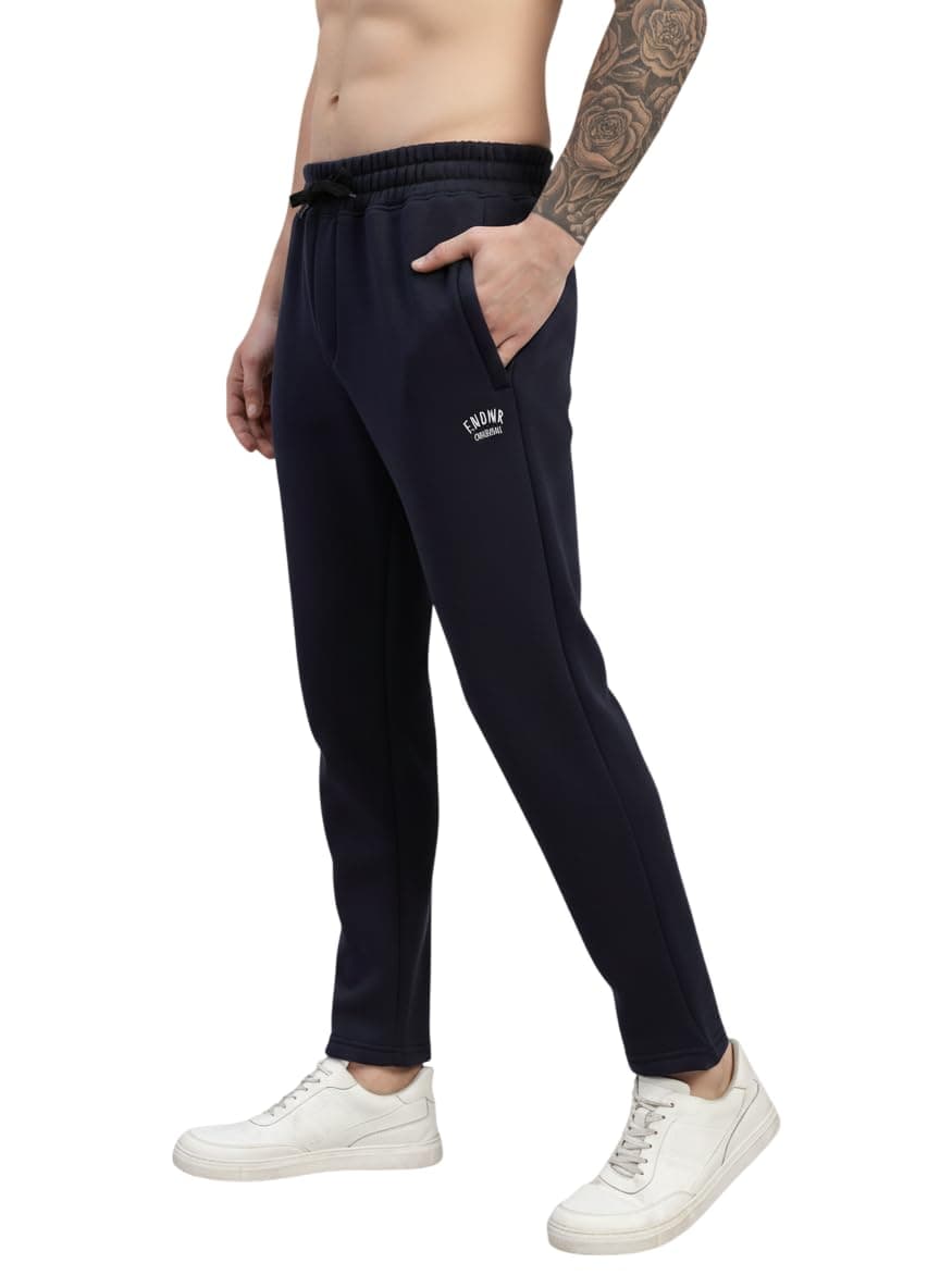 ENDEAVOUR WEAR Men's Warm Fleece Track Pants Navy Blue, Regular, Mid Rise