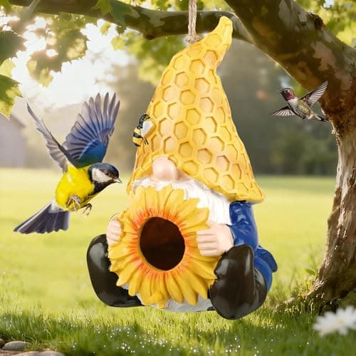 Bird Houses for Outside HandPainted Decorative Bird House Waterproof Resin Hanging Birdhouse for Patio Yard Porch Garden Decor
