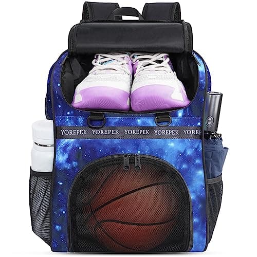 YOREPEK Basketball Bag, Large Basketball Backpack with Shoe Compartment and Ball Holder for daughter son, Water Resistant for Sport Training Equipment Fits Volleyball Gym Blue