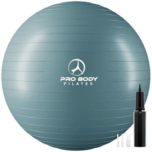 ProBody Pilates Yoga Ball Fresh Colors Exercise Ball for Stability Pregnancy Workout Physical Therapy Birthing Balance Ball Chair Slate 65 cm