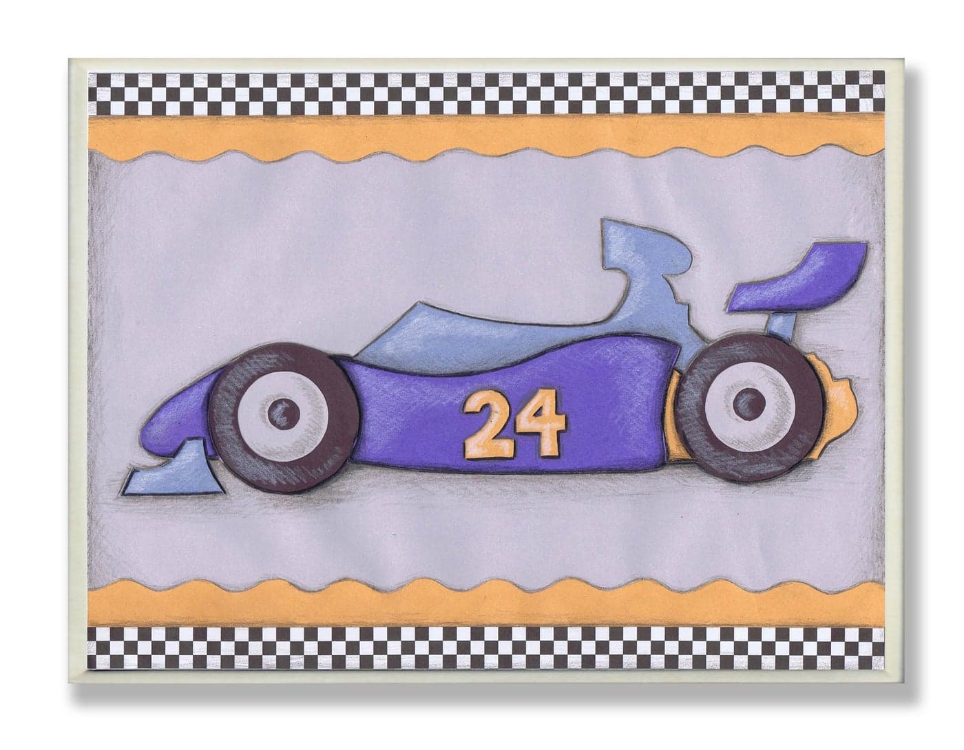 The Kids Room by Stupell #24 Blue Race Car Oversized Rectangle Wall Plaque