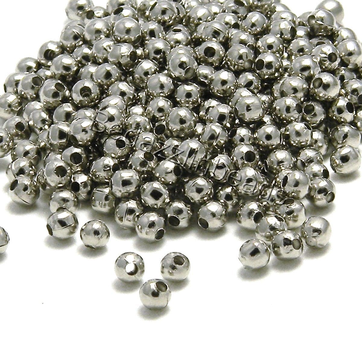 500 Platinum Silver Plated Iron Metal 4mm Round Small Little Spacer Ball Beads