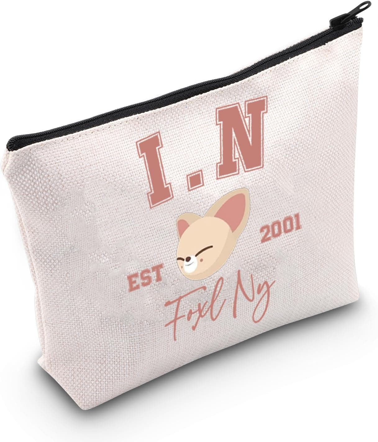 WCGXKO Korean Gift K-Pop Group Merch Kpop Boys Makeup Bag K-Pop Music Lover Gift (2001Foxl), beige