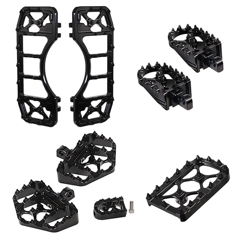 MX Wide Floorboards Front Foot Pegs Brake Pedal Cover Shifter Peg Compatible For Harley Touring 1986-2023 Road Glide ST Street Glide 1986-2017 Softail FL 2012-2016 Fatboy Dyna FLD (All Black)