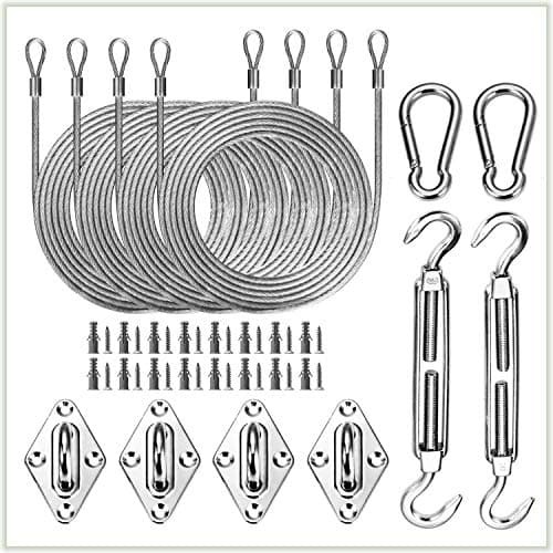 ColourTree Hardware Kit Set for Rectangle/Square Sun Shade Sails Canopy, Easy-Tensioning, 316 Military-Grade Stainless Steel(6 Inch Hardware Kit + Cables)