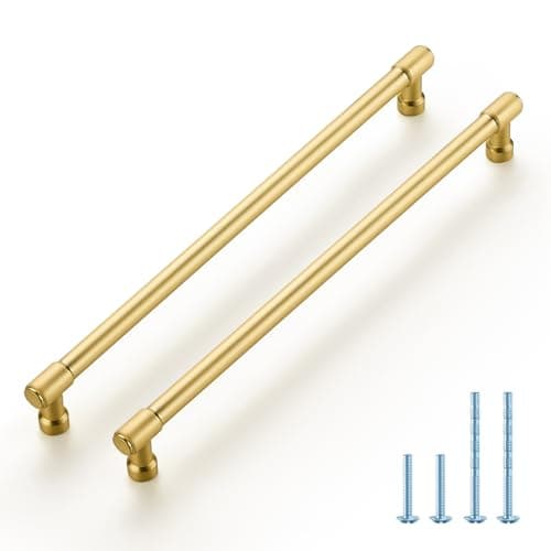 JOY DECOR 5 Pack 10 Inch Brushed Gold Cabinet Handles Modern Dresser Drawer Pulls Kitchen Cabinet Hardware for Cupboard Door Handles