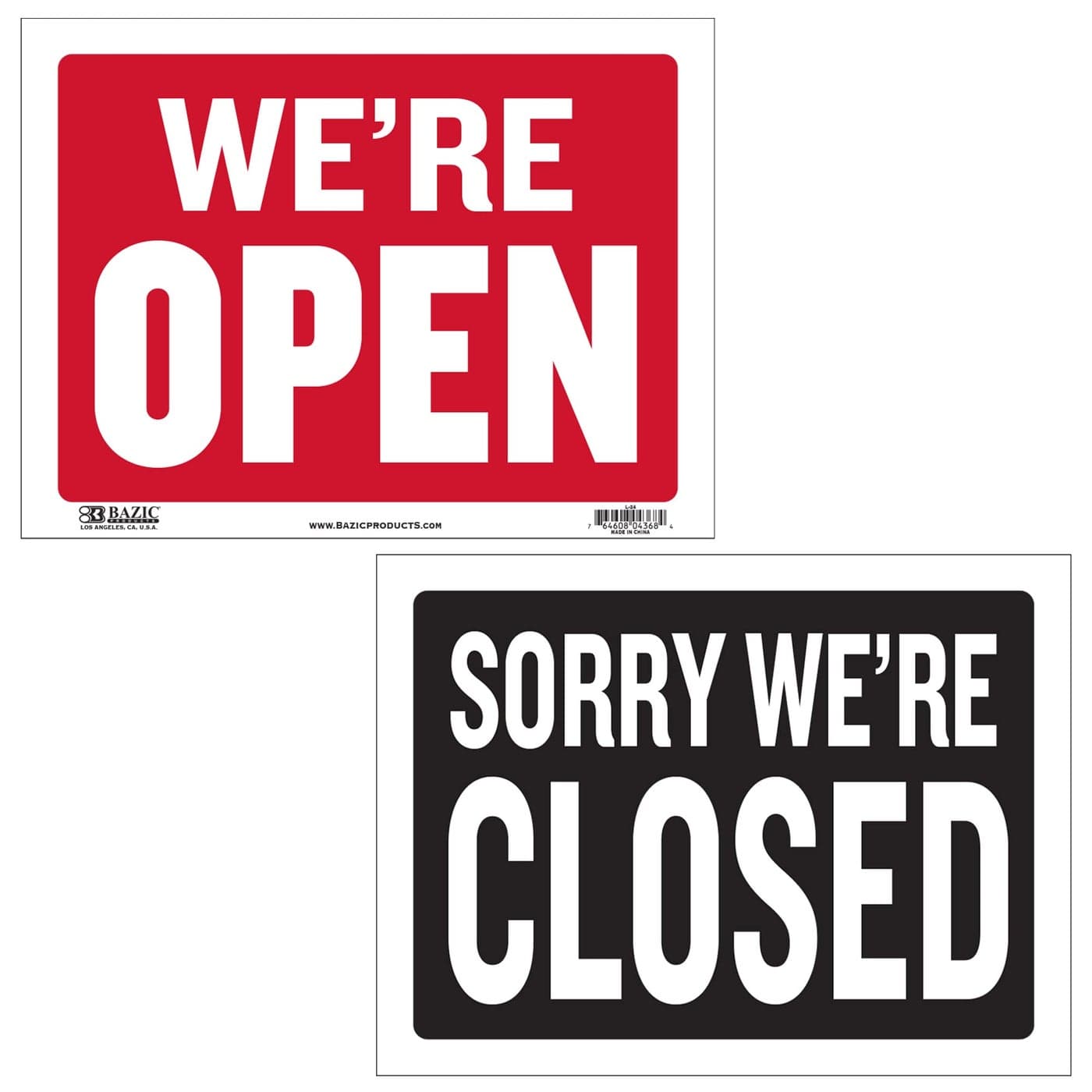 BAZIC Open & Closed Sign 12"x16", Double Sides Plastic Vinyl Signs, Business Store Office Restaurants Bars Shops, Waterproof indoor Sigane, 1-Pack