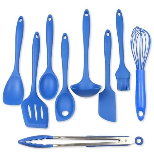 Chef Craft 9 Piece Silicone Kitchen Tool and Utensil Set, Blue