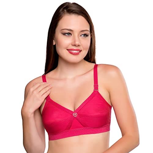 TRYLO Women's Cotton T-Shirt Bra Women's Non-Wired Bra (KRUTIKA Plain_Rasberry_36D)
