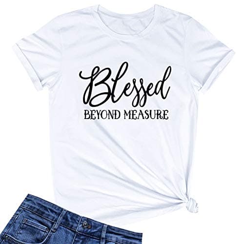 LOOKFACE Women Cotton Tees Cute Graphic Tops White Large