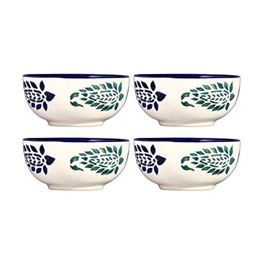 Caffeine Ceramic Handmade Blue Boota Katori Bowl Stoneware 200ml (Set of 4)