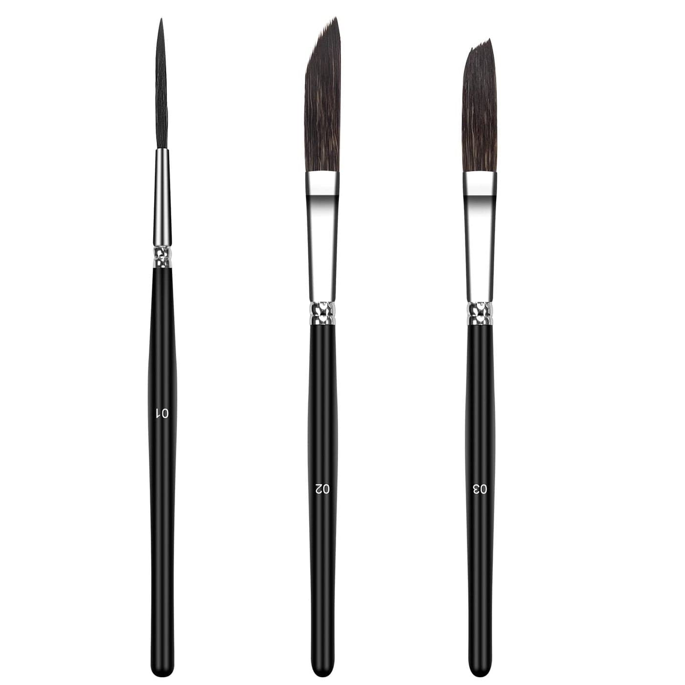 Professional Pinstriping Brush Set 3 Sizes 01 02 03 High Precision Blue Rigger Squirrel Hair Brushes for Sign WritingFine DetailingLettering Art Painting Watercolour