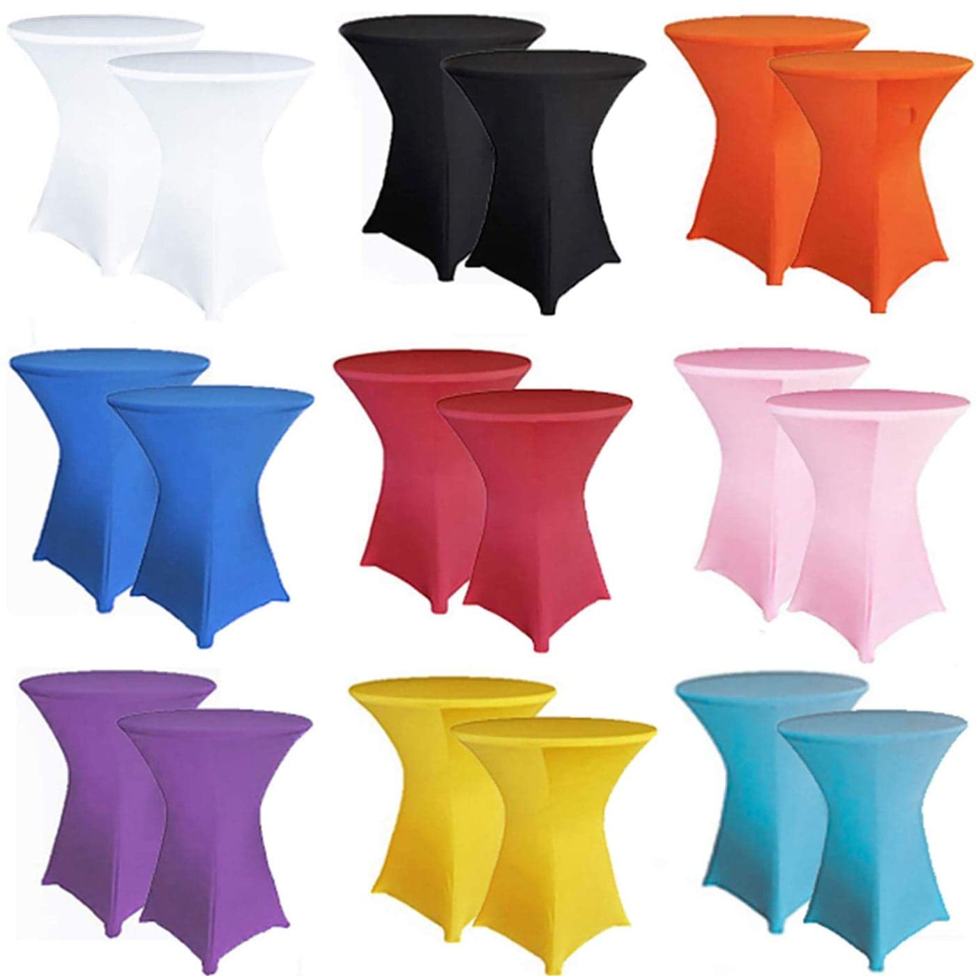 RELIANCER 2 Pack Cocktail Table Covers36x43 Fitted Spandex TableclothStretch Round Highboy Tables CoverElastic High Top Table Cloths for Outdoor PartyWeddingBarBirthdayBanquetTrade Show