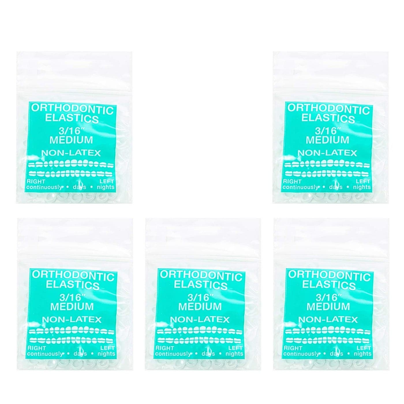 JMU Orthodontic Elastics 316 Medium 500 pack Intraoral Rubber Bands Latex Free Dental Rubber Bands Made in USA
