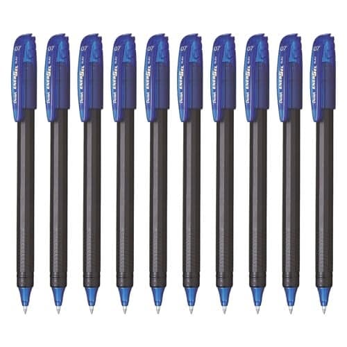 Pentel EnerGel 0.7mm Roller Gel Pen | Quick Dry Ink For Smudge-Free Writing | Lightweight Gel Pen For Smooth Writing Experience | Blue Ink, Pack of 10 Pens (BL417)