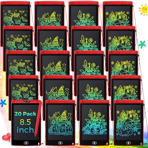 Zhehao 20 Pack LCD Writing Tablet for Kids 85 Inch Colorful Drawing Doodle Boards Reusable Erasable Doodle Board Educational Learning Toys Gifts for Toddlers Ages 38 Party FavorsRedClassic