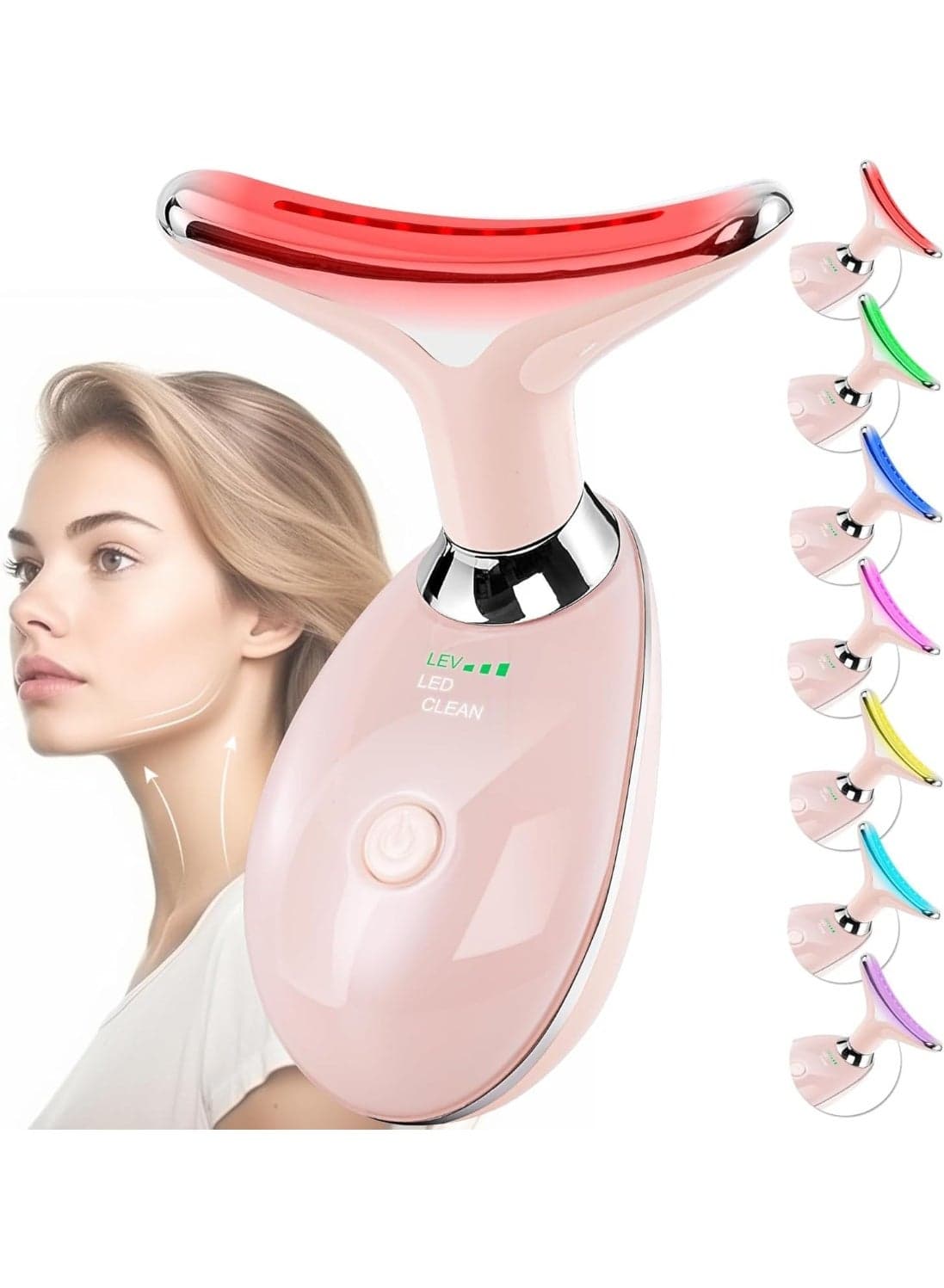 Skin Tightening Machine for Face & Neck – LED Therapy, Vibration Massage, Heat Lift, Anti-Wrinkle Jawline Shaping Beauty Tool