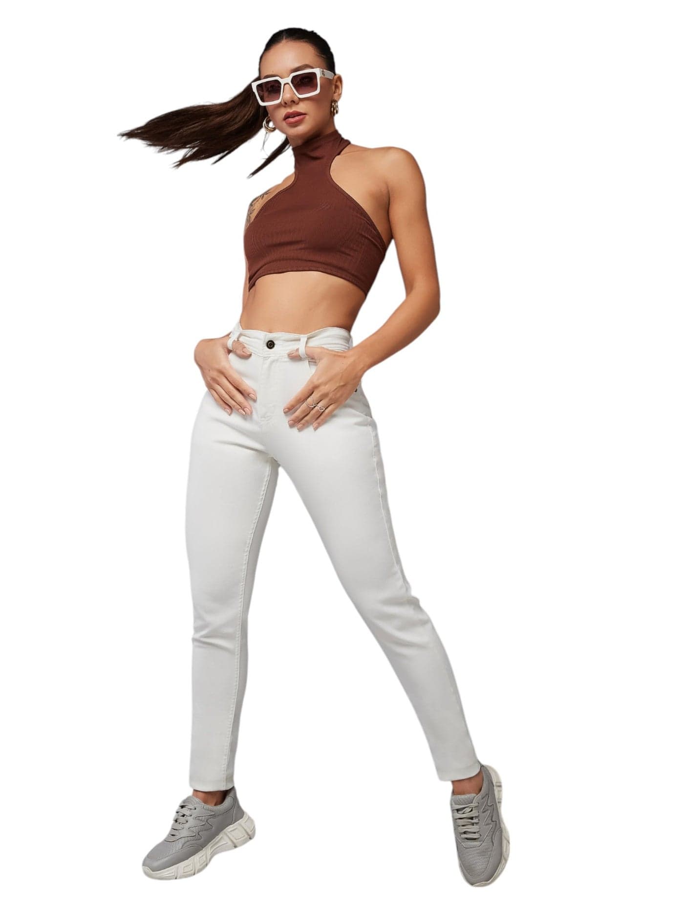 Miss Chase Women's Skinny Fit High/Mid Rise Regular Length Stretchable Denim Jeans (MCSS21DEN99-38-325-32, Mist White, 32)