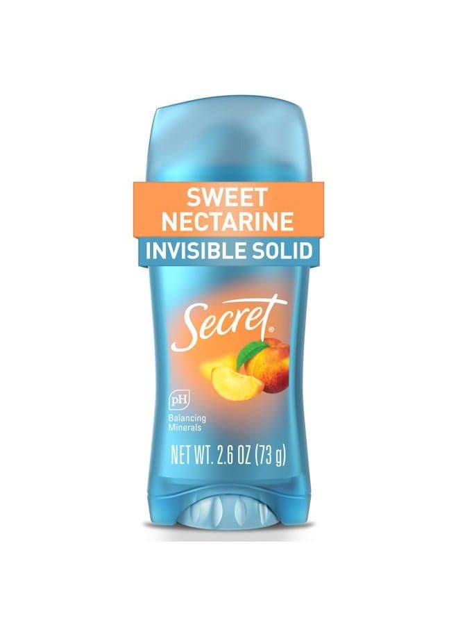 Fresh Antiperspirant Deodorant for Women, 72hr Breathable Sweat & Odor Protection, Instant Freshness & Gentle, PH Balancing Minerals, Invisible Solid, Sweet Nectarine Scent, 2.6 oz