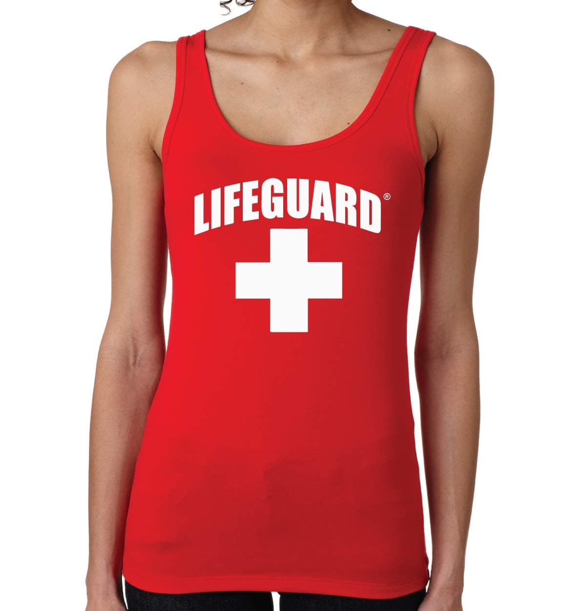 LIFEGUARD Officially Licensed Womens Printed Tank Top Cotton Red Large