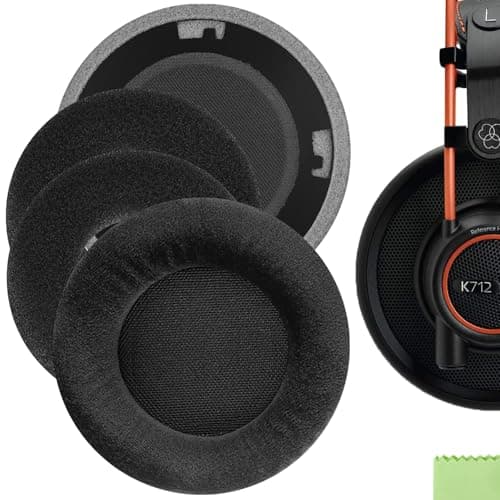 Geekria Comfort Velour Replacement Ear Pads for AKG K701, K702, Q701, Q702, K601, K612, K712, K400, K500 Headphones Ear Cushions, Repair Parts with Video Guide (Black)