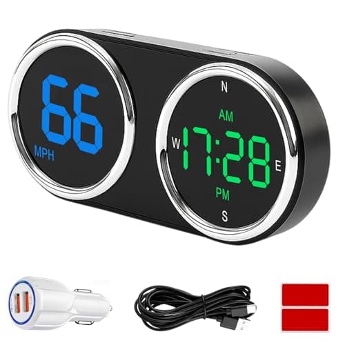 GUGUMO GPS Digital Speedometer for Car MPH, Universal HUD Speed Meter with LED Large Font, Plug Play for Car Truck Motor SUV Golf Cart All Vehicles (Colorful MPH KM/H Speedometer)