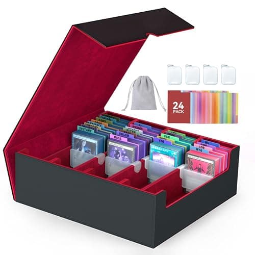 ENTUMO 4Row3200 Trading Card Storage Box Card Organizer Holder with 24 Dividers Case Fit for MTG TCG Magic Commander Deck Playing Cards Deck Box for Sport Card