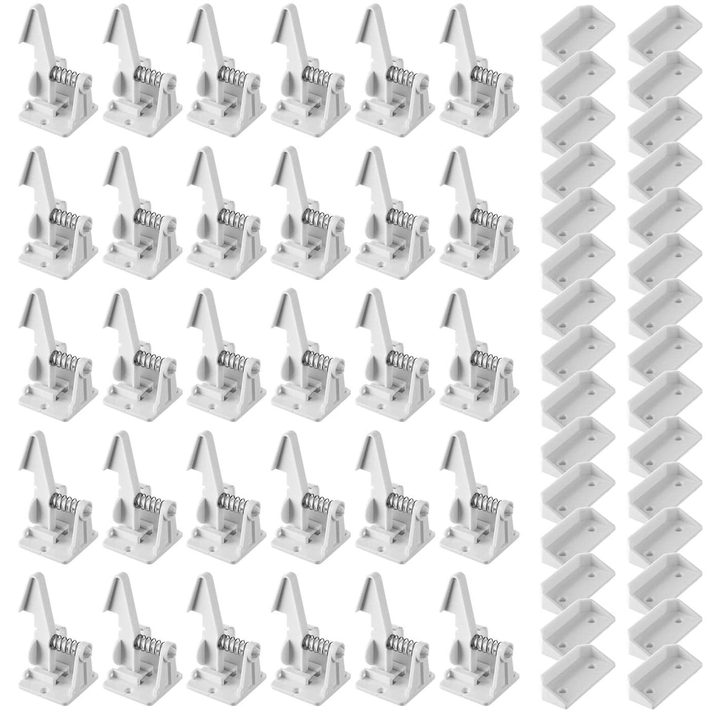 Tuanse 30 Pcs Cabinet Locks Invisible Safety Drawer Latches with Screws Self Adhesive Cabinet Drawer Locks for Home Kitchen Furniture Door LatchesWhite